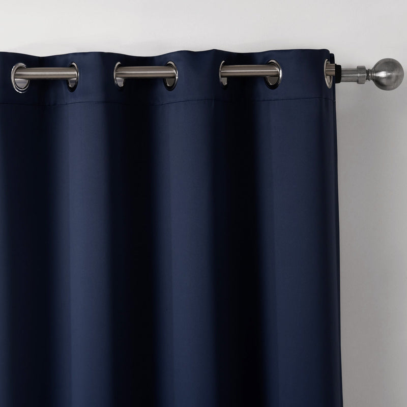 Dark Blue Bedroom Blackout Fabric Printed Curtains Bigbuy