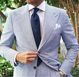 Men's Seersucker Striped Suit Two-piece Suit Bigbuy