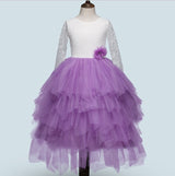 Autumn And Winter Explosions Hollow Children's Skirt Lace Long-sleeved Girls White Princess Dress Irregular Dress Bigbuy