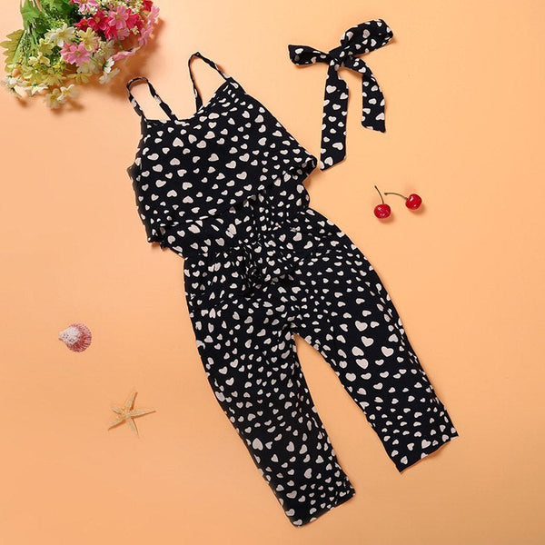 Fashion Summer Kids Girls Clothing Sets Cotton Sleeveless Polka Dot Strap Girls Jumpsuit Clothes Sets Outfits Children Suits Bigbuy