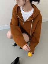 Double Zipper Hooded Knitted Niche Sweater Coat Bigbuy