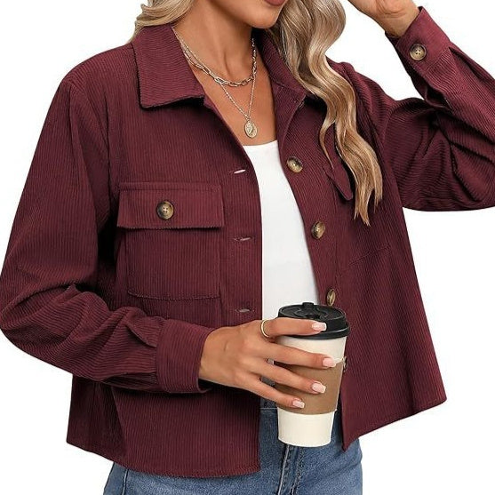 Short Corduroy Button Navel Jacket Short Coat Cross Border Bigbuy