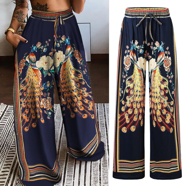 Peacock Positioning Printing Women's Pants Bigbuy