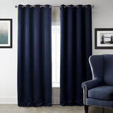 Dark Blue Bedroom Blackout Fabric Printed Curtains Bigbuy