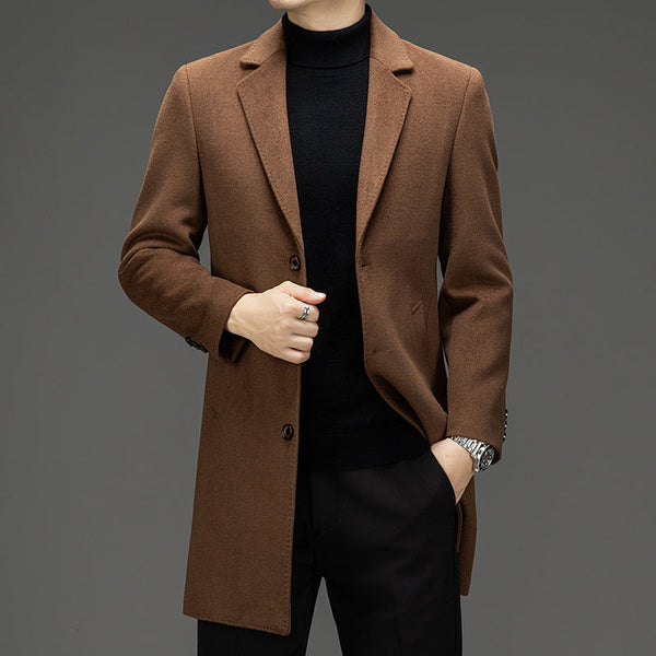 Men's Business Casual Woolen Trench Coat Bigbuy
