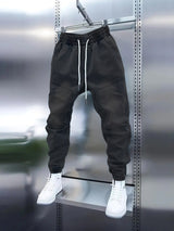 Men's New Light Blue Jeans Elastic Ankle Banded Pants Bigbuy