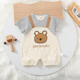 Cartoon Bear Print Baby Short Sleeve Rompers Bigbuy