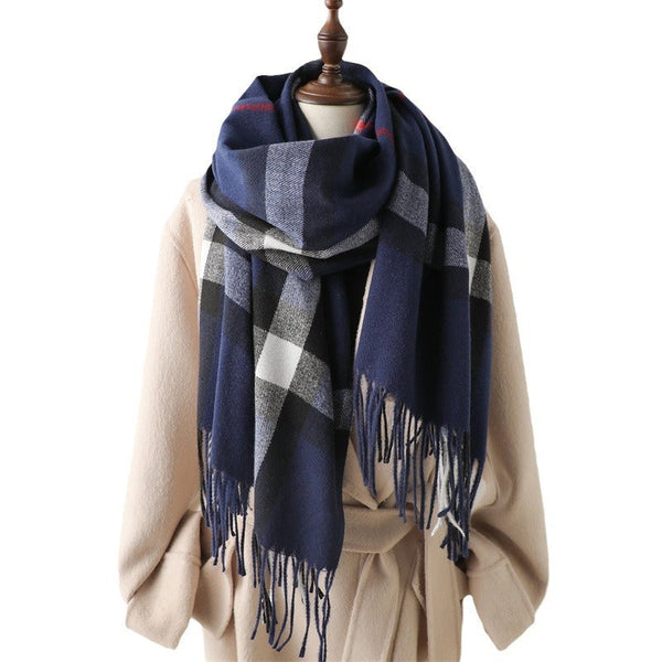 Cashmere-like Plaid Warm Shawl Scarf Unisex All-matching Bigbuy