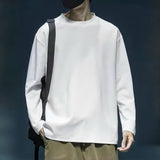 Men's Round Neck Thickened Inner Bottoming Shirt Solid Color Loose-fitting Versatile Top Bigbuy