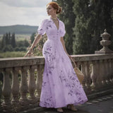 Women's Palace Style Printed Dress High Waist Bigbuy