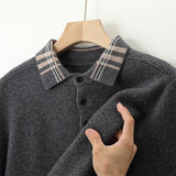 POLO Lapel Pullover Multicolor Casual Loose Cashmere Knitted Bottoming Shirt Bigbuy