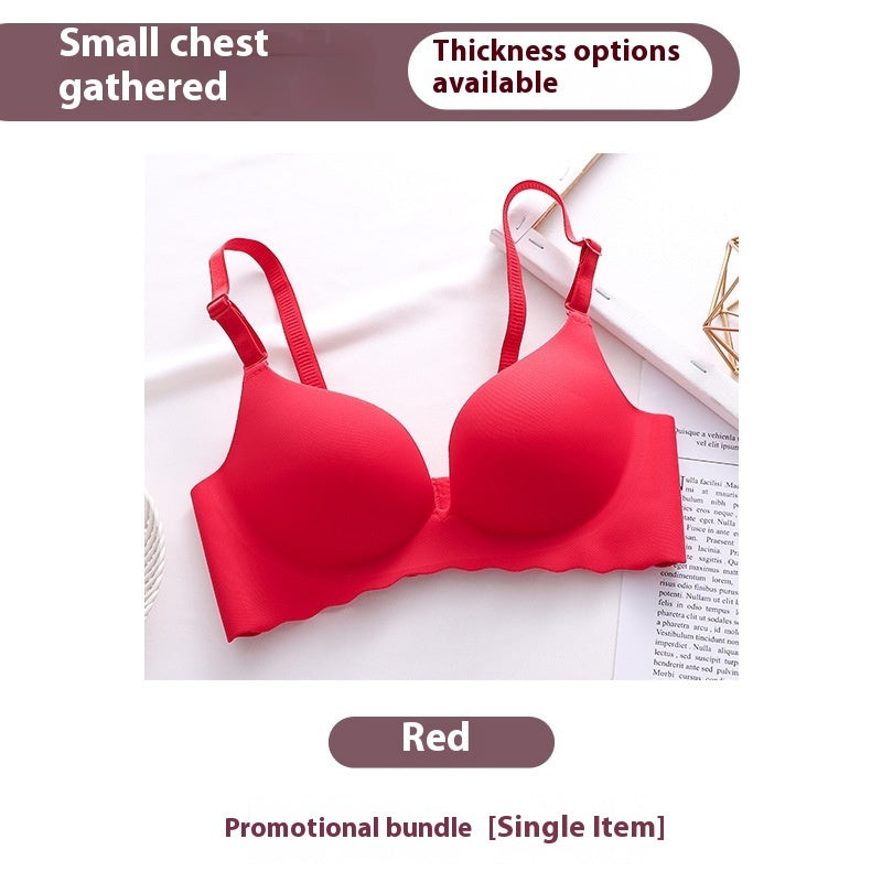 Women's Pure Color All-matching Macarons One Piece Underwear Bra-free Bigbuy