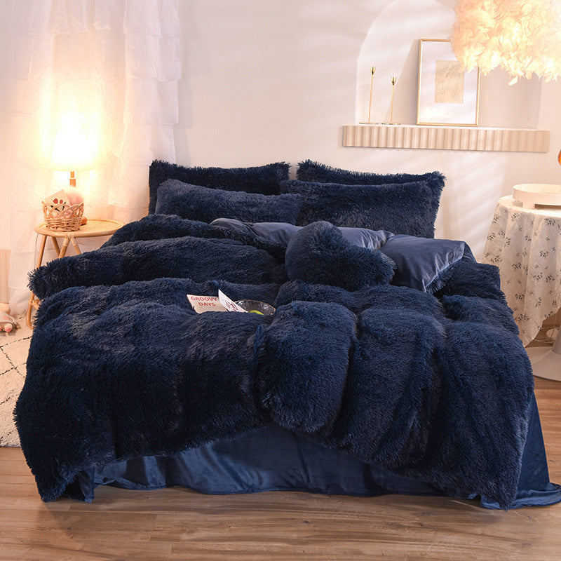 Luxury Thick Fleece Duvet Cover Queen King Winter Warm Bed Quilt Cover Pillowcase Fluffy Plush Shaggy Bedclothes Bedding Set Winter Body Keep Warm Bigbuy