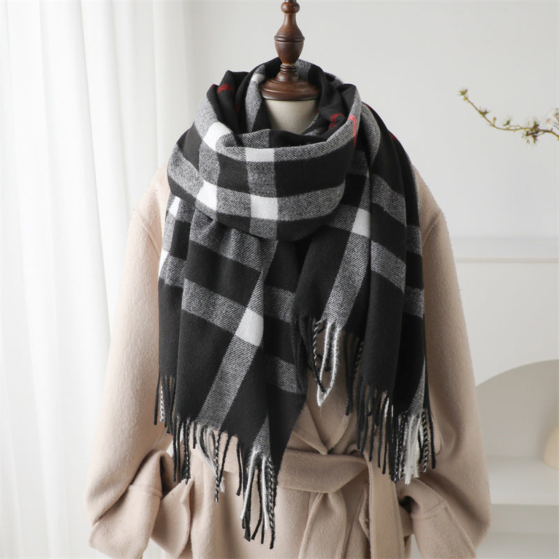 Cashmere-like Plaid Warm Shawl Scarf Unisex All-matching Bigbuy
