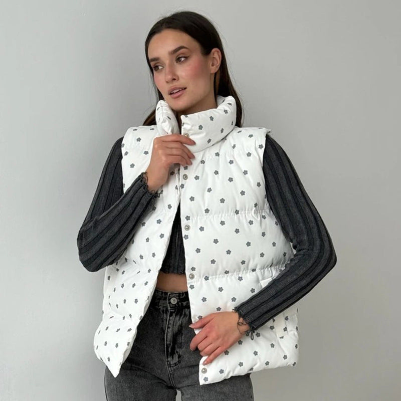 Printed Cotton-padded Jacket Waistcoat European And American Women Bigbuy