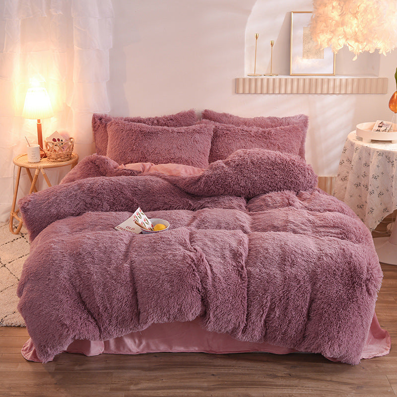 Luxury Thick Fleece Duvet Cover Queen King Winter Warm Bed Quilt Cover Pillowcase Fluffy Plush Shaggy Bedclothes Bedding Set Winter Body Keep Warm Bigbuy