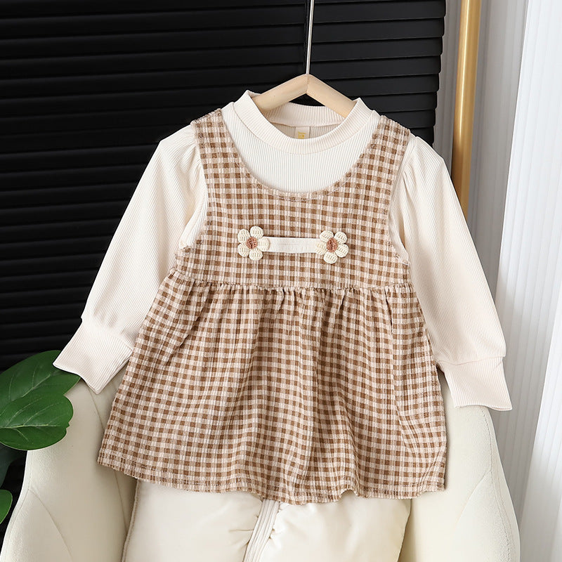 Baby Girl Round-neck Long-sleeved Dress Suit Bigbuy