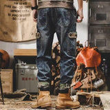American-style Heavy Distressed Cargo Jeans Men's Loose Bigbuy