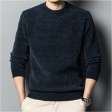 Fleece-lined Keep Warm Pure Color Men's Sweater Bigbuy