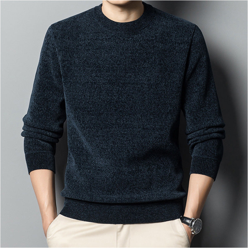Fleece-lined Keep Warm Pure Color Men's Sweater Bigbuy