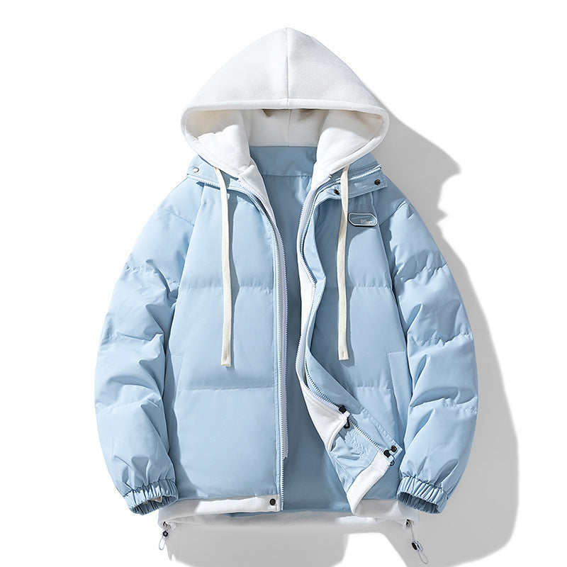 Fake Two-piece Cotton-padded Coat Thickened Hooded Warm Jacket Bigbuy