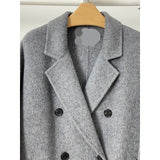 Gray Double Breasted Slimming Woolen Coat Outerwear Bigbuy