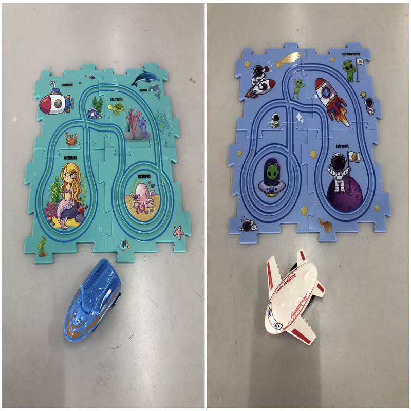 Children Puzzle Electric Railroad Speeder DIY Assembly Electric Car Automatic Rail City Scene Construction Education Toy Gift Bigbuy