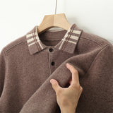 POLO Lapel Pullover Multicolor Casual Loose Cashmere Knitted Bottoming Shirt Bigbuy