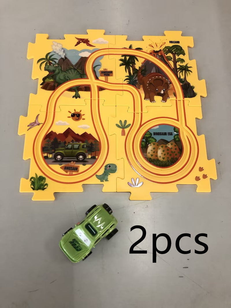 Children Puzzle Electric Railroad Speeder DIY Assembly Electric Car Automatic Rail City Scene Construction Education Toy Gift Bigbuy