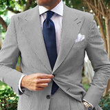 Men's Seersucker Striped Suit Two-piece Suit Bigbuy