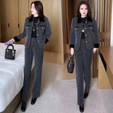 Short Coat Wide Leg Pants Two-piece Set Bigbuy