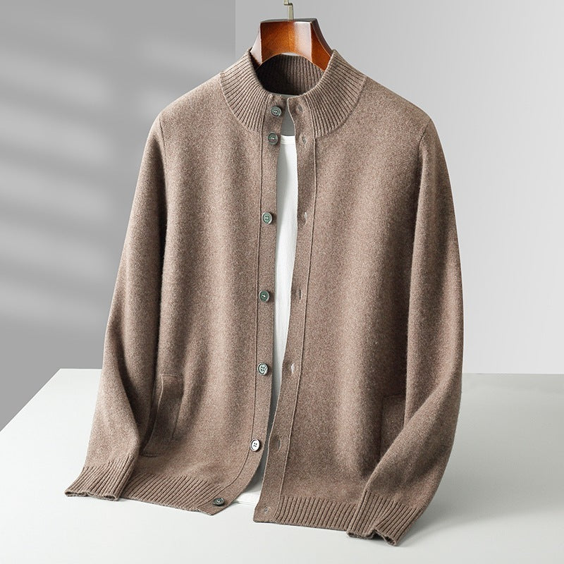 Pure Wool Men's Stand Collar Simple Sweater Bigbuy