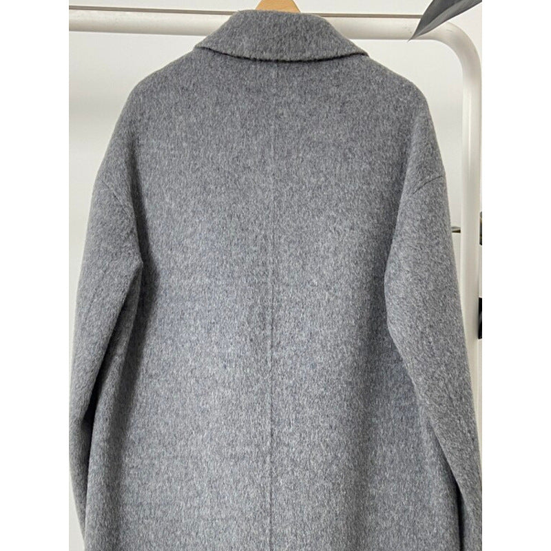 Gray Double Breasted Slimming Woolen Coat Outerwear Bigbuy
