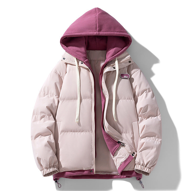 Fake Two-piece Cotton-padded Coat Thickened Hooded Warm Jacket Bigbuy