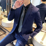 Men's Stripe Trendy Casual Handsome Two-piece Suit Bigbuy