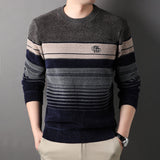 Fleece-lined Thickened Striped Fashion Pullover Base Knitwear Bigbuy
