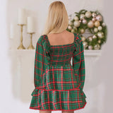 Fashion Slim-fitting New Plaid Printed Dress Bigbuy