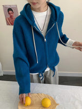 Double Zipper Hooded Knitted Niche Sweater Coat Bigbuy