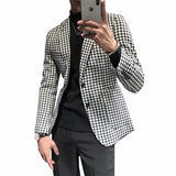 Casual Slim-fit Black And White Plaid Artistic Youth Fashion Jacket Bigbuy