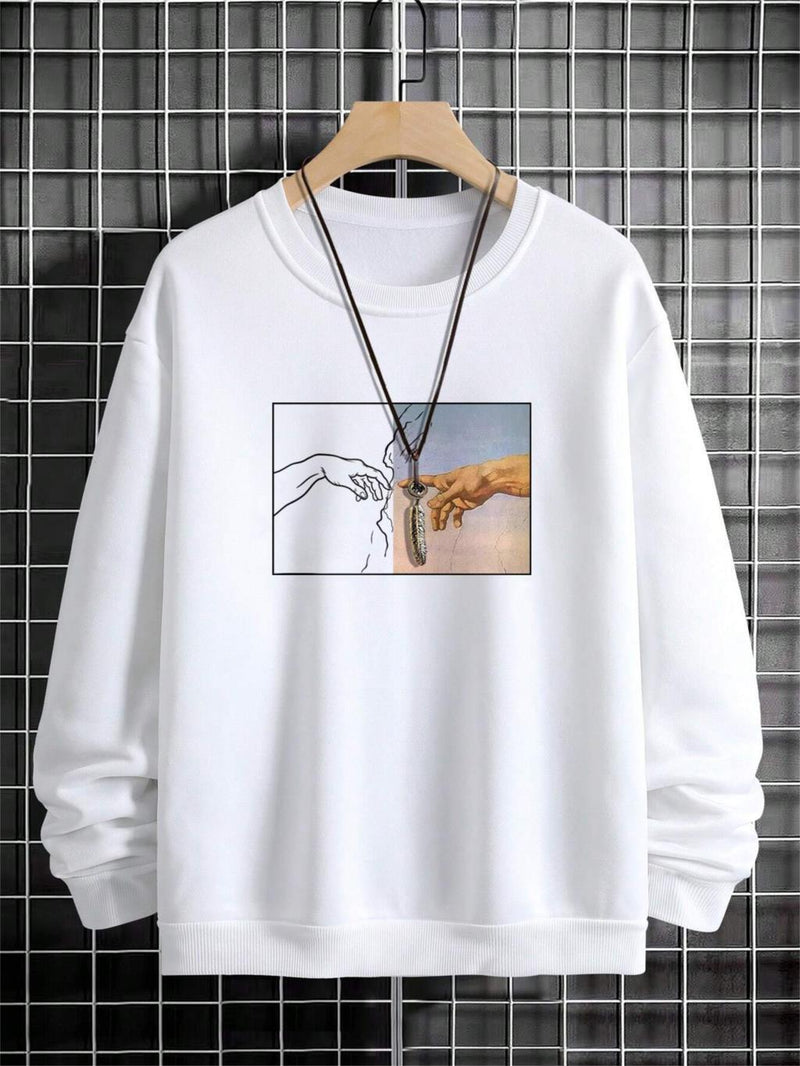 Street Style Men's Hand Printed Sweatshirt Bigbuy