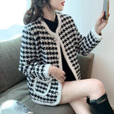New Plaid Mink Velvet Coat Loose Flattering Knit Cardigan Sweater Bigbuy