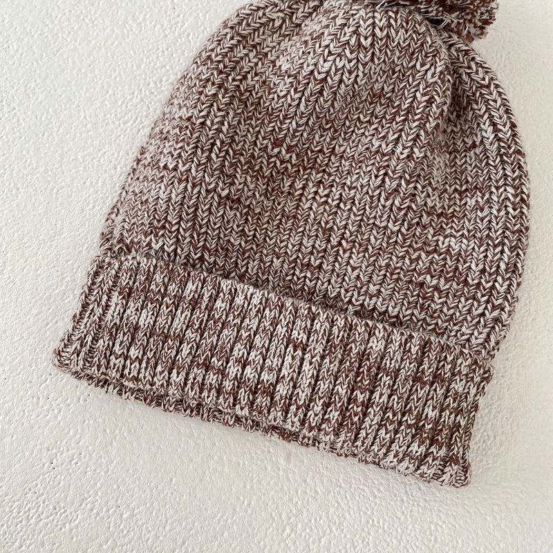 Infant Baby Girl Mixed Color Thick Needle Pullover Pants Pullover Fur Ball Knitted Hat 3-piece Set Bigbuy