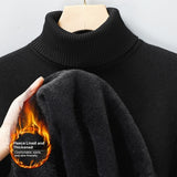 Men's Versatile Knitted Turtleneck Solid Color With Fur Sweater Bigbuy