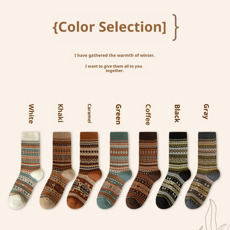 Women's Bunching Retro Mid-calf Socks Ethnic Style Bigbuy