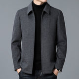 Men's Casual Polo Collar Woolen Jacket Woolen Coat Men's Clothing Bigbuy
