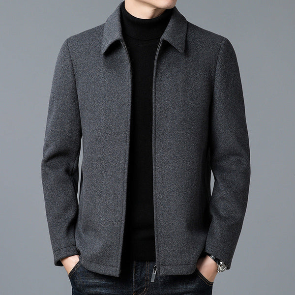 Men's Casual Polo Collar Woolen Jacket Woolen Coat Men's Clothing Bigbuy