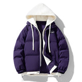 Fake Two-piece Cotton-padded Coat Thickened Hooded Warm Jacket Bigbuy