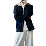 Barne Style Contrast Color Knitted Cardigan Sweater For Men Bigbuy