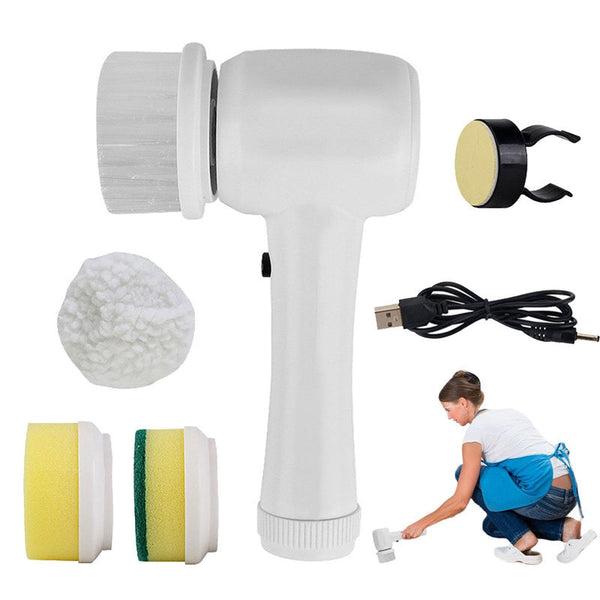 Electric Cleaning Brush 4 In 1 Spinning Scrubber Handheld Electric Cordless Cleaning Brush Portable Bigbuy