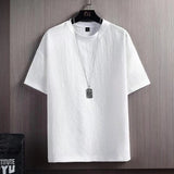 Summer New Men's Japanese Short Sleeve Round Neck Loose And Simple Bigbuy